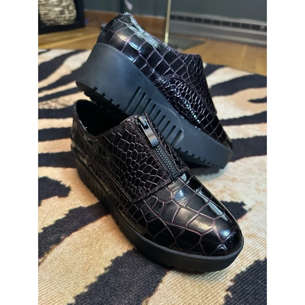 Opening Ceremony Crocodile Embossed Leather‎ Platform Loafers 36